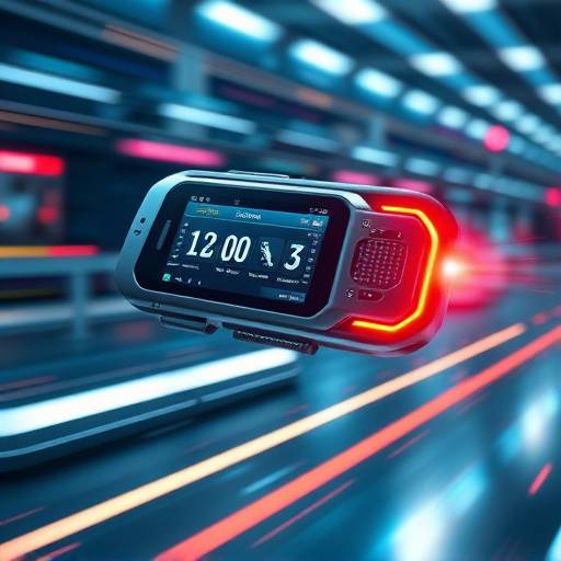 Innovativo spot pubblicitario con effetti visivi futuristici che mostrano un dispositivo tecnologico.